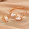 Oval Alloy & Plastic Pearl Jewelry Sets, Cuff Bangles & Rings Sets, Light Gold, Inner Diameter: 63mm & 18mm