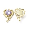 Glass Melting Heart Pendant, with Light Gold Alloy Findings, Lead Free & Cadmium Free, Purple, 20x15.5x5.5mm, Hole: 1.4mm