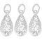 Beebeecraft 1 Box 4Pcs Teardrop Charms Sterling Silver Water Drop Tibetan Style Hollow Pendants Charms with Jump Ring for DIY Jewellery Making Craft Supplies