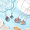2Pcs 2 Styles Electroplate Natural Spiral Shell Pendant Necklaces, Brass Satellite Chain Necklaces, Golden, Mixed Color, 17.52 inch(44.5cm) long+ 50mm extender, 1pc/style