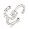 Rack Plating Brass Open Cuff Rings for Women, with ABS Imitation Pearl, Cadmium Free & Lead Free, Long-Lasting Plated, Letter, Letter G, Inner Diameter: 17mm, Letter G: 11x10mm