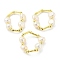 Brass & Natural Pearl Beaded Stretch Finger Ring, Real 14K Gold Plated, US Size 7 1/4(17.5mm)