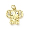 Brass Enamel with Cubic Zirconia Pendants, Cadmium Free & Lead Free, Elephant, Real 16K Gold Plated, 18.5x17x4.5mm