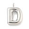 Non-Tarnish 304 Stainless Steel Pendants, Letter Charm, Stainless Steel Color, Letter D, 17x11x3mm, Hole: 2mm