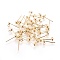Brass Stud Earring Findings, with Loop, Nickel Free, Real 18K Gold Plated, 14mm, Hole: 1.4mm, Pin: 0.7mm, Ball: 3mm in diameter