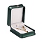 PU Leather Jewelry Box, with Resin Crown, for Pendant Packaging Box, Square, Dark Green, 8.5x7.3x4cm