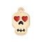 Halloween Theme Light Gold Plated Alloy Enamel Pendants, Cadmium Free & Lead Free, Skull, 13.5x8x1mm, Hole: 1.4mm