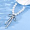 304 Stainless Steel & ABS Imitation Pearl Beaded Bowknot Pendant Necklaces, White, Stainless Steel Color, 16.34 inch(41.5cm)