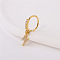Brass Micro Pave Clear Cubic Zirconia Dangle Hoop Nose Rings, Golden, Lightning Bolt, 8mm