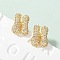 Brass Micro Pave Cubic Zirconia Stud Earrings, Rack Plating, Long-Lasting Plated, Real 18K Gold Plated, Letter H, 13x10.5mm