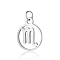 Non-Tarnish 304 Stainless Steel Charms, with Jump Rings, Polished, Flat Round with Constellation, Scorpio, 13x11x1mm, Hole: 2.5mm