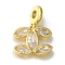 Leaf Rack Plating Brass Micro Pave Clear Cubic Zirconia Pendant, Lead Free & Cadmium Free, Long-Lasting Plated, Golden, 19.5x16x3mm, Hole: 4mm