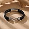 Braided Microfiber Leather Cord Bracelets for Men, with 316 Surgical Stainless Steel Polished Buckle and 304 Stainless Steel Finding, Infinity, Stainless Steel Color, 8-5/8 inch(21.8cm)