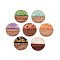 Opaque Resin and Walnut Wood Pendants, Flat Round Charms, with Glitter Powder & Gold Foil, Mixed Color, 28x3~4mm, Hole: 2mm