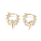 Punk Style Brass Huggie Hoop Earrings, with Clear Cubic Zirconia, Golden, 17x13x3mm, Pin: 0.8mm