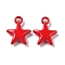 Alloy Pendant, Spray Paint, Star, Crimson, 14x11x3.5mm, Hole: 1.8mm