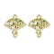 Alloy Green Enamel Fan Connector Charms, with ABS Imitation Pearl, Lead Free & Cadmium Free & Nickel Free, Rack Plating, Golden, 15.5x15x3.5mm, Hole: 1.4mm