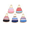 Winter Theme Printed Alloy Pendants, Lead Free & Cadmium Free & Nickel Free, Hat Charm, Golden, Mixed Color, 18x12.5x3mm, Hole: 1.8mm