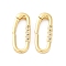 Brass Micro Pave Clear Cubic Zirconia Spring Gate Rings, Oval, Cadmium Free & Lead Free, Real 16K Gold Plated, 25.5x10.5x3.5mm