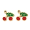 Fruit 304 Stainless Steel Enamel Charms, Ion Plating(IP), Golden, Cherry, 10.5x11.5x1.5mm, Hole: 1.4mm