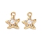 Rack Plating Alloy Pendant, with Rhinestoneand ABS Imitation Pearl, Star Charms, Golden, 15x13x6mm, Hole: 2mm