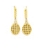 Rack Plating Brass Micro Pave Cubic Zirconia Pendants, Cadmium Free & Lead Free, Long-Lasting Plated, Racket, Real 18K Gold Plated, 28.5x10x2mm, Hole: 3mm