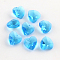 Faceted Heart Transparent Glass Charm Pendants, Deep Sky Blue, 10x10x5mm, Hole: 1mm