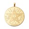 304 Stainless Steel Pendants, Laser Cut, Flat Round with Tetragrammaton Charm, Golden, 37.5x35x1mm, Hole: 4.5x2.5mm