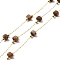 Ion Plating(IP) 316 Surgical Stainless Steel Paperclip Chains, with Natural Red Jasper Column Beads, Soldered, Real 18K Gold Plated, with Spool, Link: 2.5x1x0.3mm