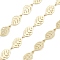Brass Hollow Leaf Link Chains, Cadmium Free & Nickel Free & Lead Free, Unwelded, with Spool, Real 18K Gold Plated, 15x7x0.5mm