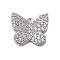 Brass Micro Pave Cubic Zirconia Charms, Butterfly, Lead Free & Cadmium Free, Long-Lasting Plated, Platinum, 14x15x2mm, Hole: 1.2mm