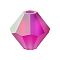Preciosa® Crystal Beads, Czech Crystal, Bicone(451 69 302 Rondelle), 70350 20019 Fuchsia AB Matt, 4mm, Hole: 0.8mm