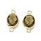 Transparent K9 Glass Connector Charms, with Golden Plated Brass Findings, Cadmium Free & Nickel Free & Lead Free, Faceted, Oval Links, Olivine, 16.5x8.5x4mm, Hole: 1.8mm
