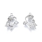 Brass Micro Pave Clear Cubic Zirconia Pendants, Rose with Bird, Platinum, 19x14x4mm, Hole: 1.4mm