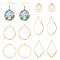 Pandahall 10Pcs 5 Style Brass Open Back Bezel Pendants, Nickel Free, for DIY UV Resin, Epoxy Resin, Pressed Jewelry Making, Real 18K Gold Plated, 23~60.5x13~28.5x1.5~2mm, Hole: 1.4~1.8mm, 2pcs/style