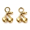 304 Stainless Steel Charms, Golden, Cherry, 8.5x6x2mm, Hole: 1.8mm