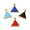 304 Stainless Steel Enamel Charms, Triangle Charm, Golden, Mixed Color, 11.4x11x1.4mm, Hole: 1mm