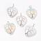 Opalite Pendants, with Brass Findings, Heart, Platinum, 39~42x30~31x10~11mm, Hole: 5mm