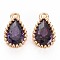 Brass Inlaid Cubic Zirconia Charms, Nickel Free, Long-Lasting Plated, Real 18K Gold Plated, Teardrop, Slate Blue, 8x5x2mm, Hole: 0.8mm