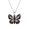 Butterfly Resin Pendant Necklaces, Stainless Steel Cable Chain Necklaces, Stainless Steel Color, Coconut Brown, 14.96 inch(38cm)