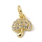 Brass Micro Pave Cubic Zirconia Charms, Cadmium Free & Lead Free, with Jump Rings, Mushroom Charms, Real 18K Gold Plated, 9x7.5x2mm, Hole: 3.4mm