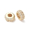 Brass Micro Pave Cubic Zirconia European Beads, Rondelle, Long-Lasting Plated, Golden, 7.5x3.5mm, Hole: 3.2mm