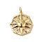 Rack Plating Brass Pendants, with Jump Ring, Cadmium Free & Nickel Free & Lead Free, Octagon with Sun, Real 18K Gold Plated, 19.5x17.5x4mm, Hole: 3.6mm