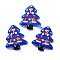 Christmas Theme Handmade Lampwork Beads, Christmas Trees, Royal Blue, 25~26.5x18.5~22.5x6.5~7.5mm, Hole: 1.6~1.8mm