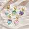 Heart 304 Stainless Steel Enamel Pendant Decorations, Alloy Swivel Clasps Charms for Bag Ornaments, Mixed Color, 68mm