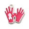 Breast Cancer Pink Awareness Ribbon Theme Alloy Enamel Pendants, Silver, Palm, 22x23x1.5mm, Hole: 1.8mm