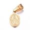 304 Stainless Steel Charms, Oval, with Virgin Mary, Golden, 13.5x8x1.5mm, Hole: 4x6.5mm