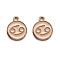 Alloy Enamel Pendants, Flat Round with Constellation/Zodiac Sign, Cancer, Navajo White, Light Gold, 22x18x2mm, Hole: 1.5mm