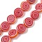 Handmade Lampwork Beads Strands, Flat Round with Vortex, FireBrick, 10~11x4mm, Hole: 0.7mm, about 38pcs/strand, 14.29~14.57''(36.3~37cm)