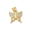 Brass Micro Pave Cubic Zirconia Charms, Cadmium Free & Lead Free, Long-Lasting Plated, Real 18K Gold Plated, Butterfly, 14.5x14.5x2.5mm, Hole: 4.5x3.5mm